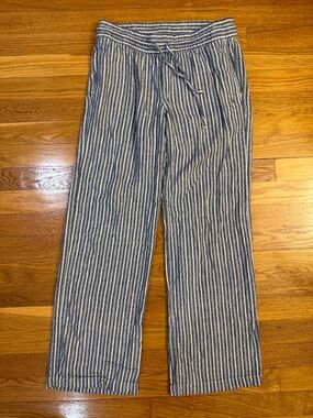 Old Navy 26.5" Inseam Linen Blend Pants Blue/White Vertical Stripes - Size XS